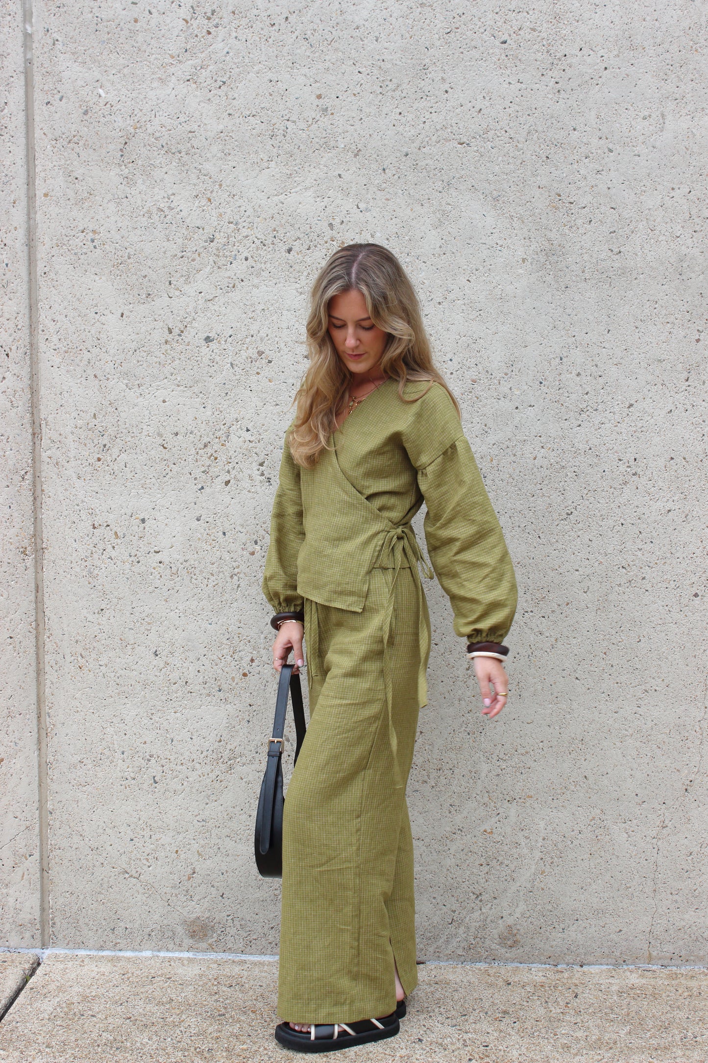 Charlie Wrap Top in Pesto