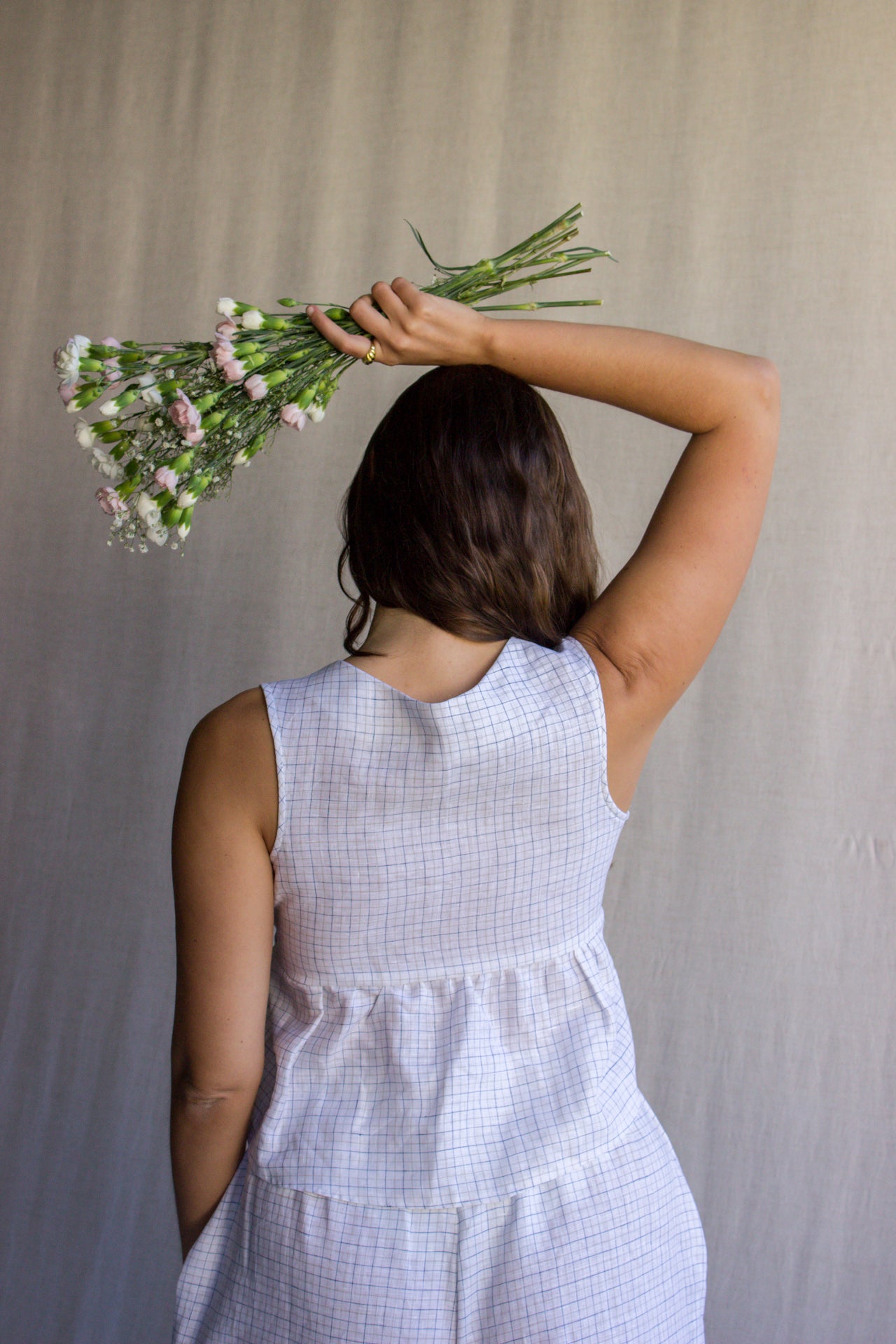 Daria Top in White Gingham