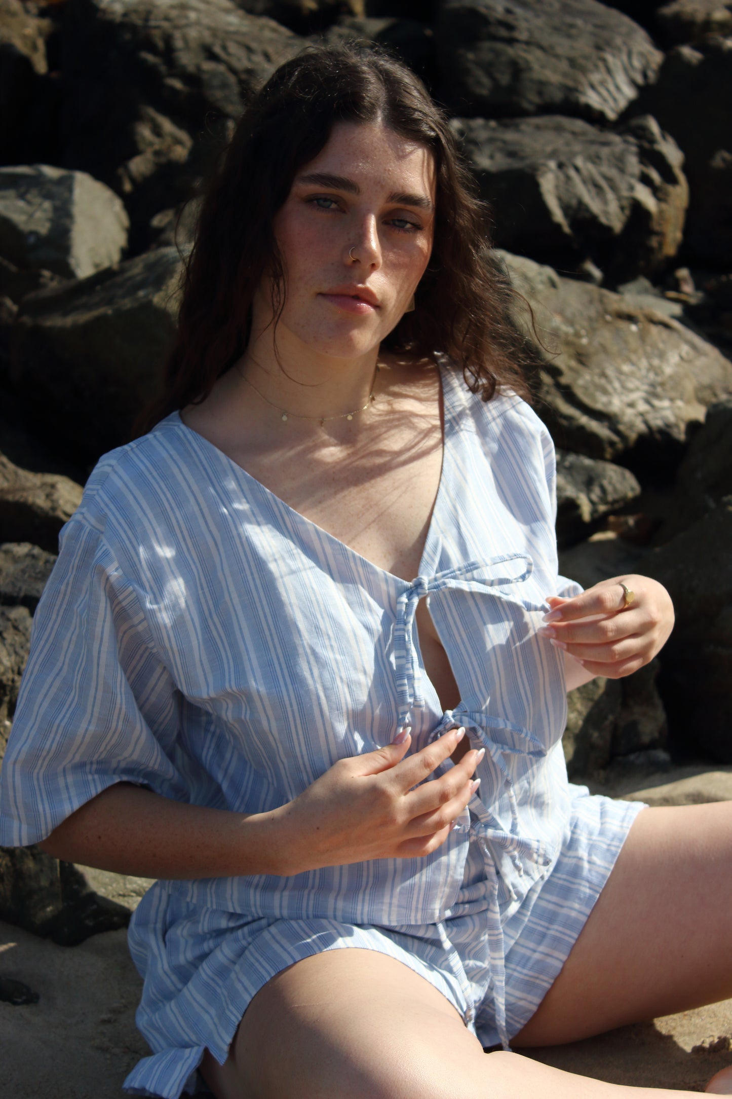 Libby Top in Blue Stripe