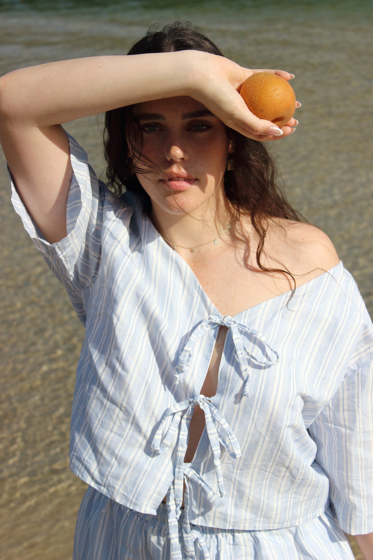 Libby Top in Blue Stripe