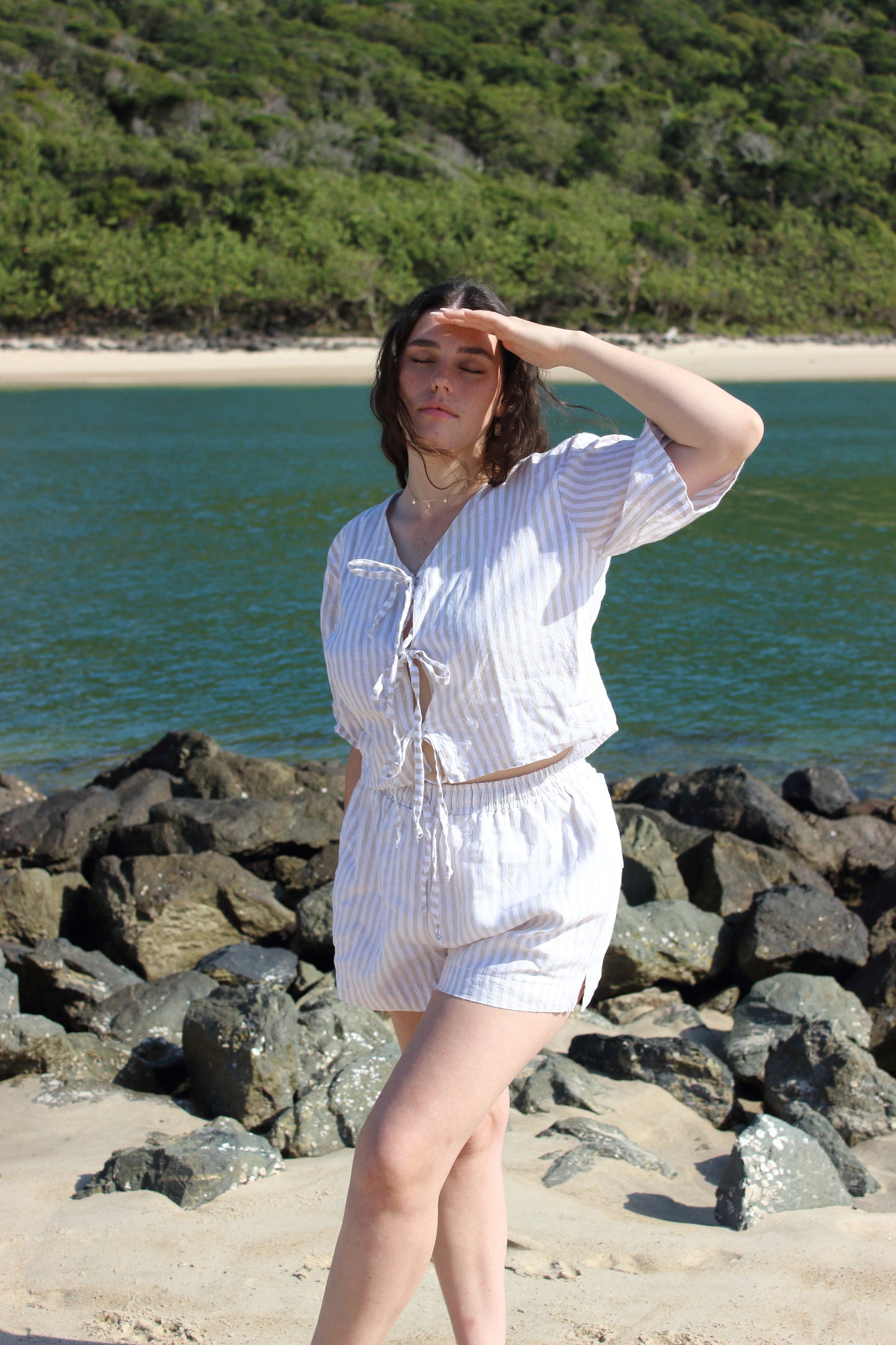 Libby Top in Beige Stripe