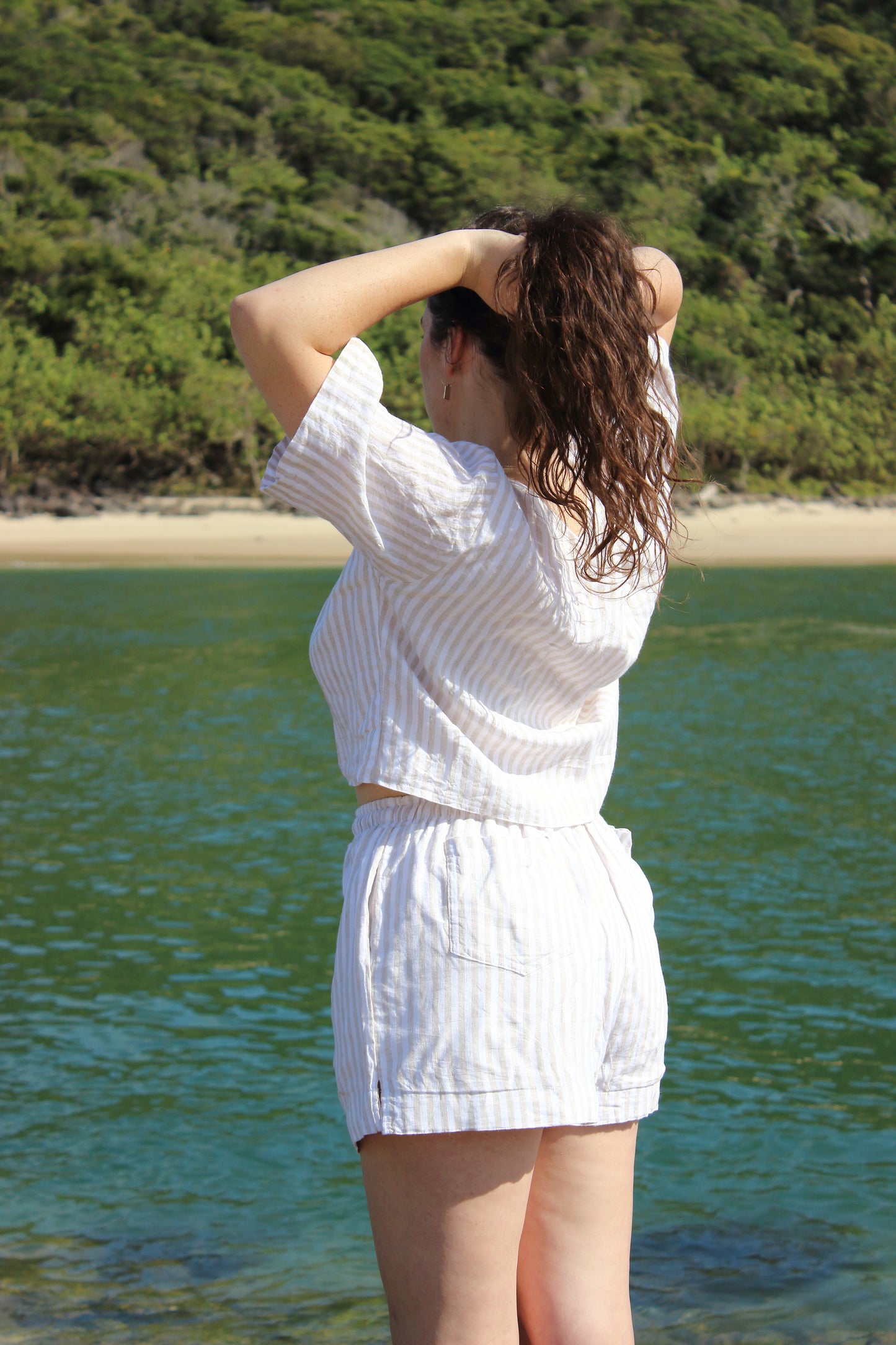 Libby Shorts in Beige Stripe