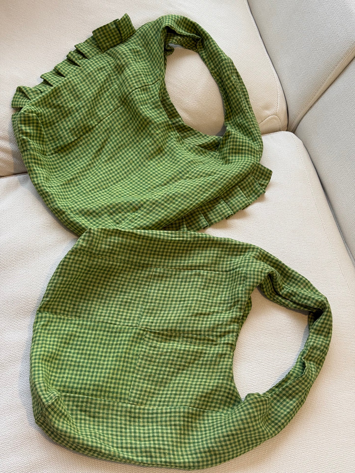 Patchwork Tote Bag in Green Gingham