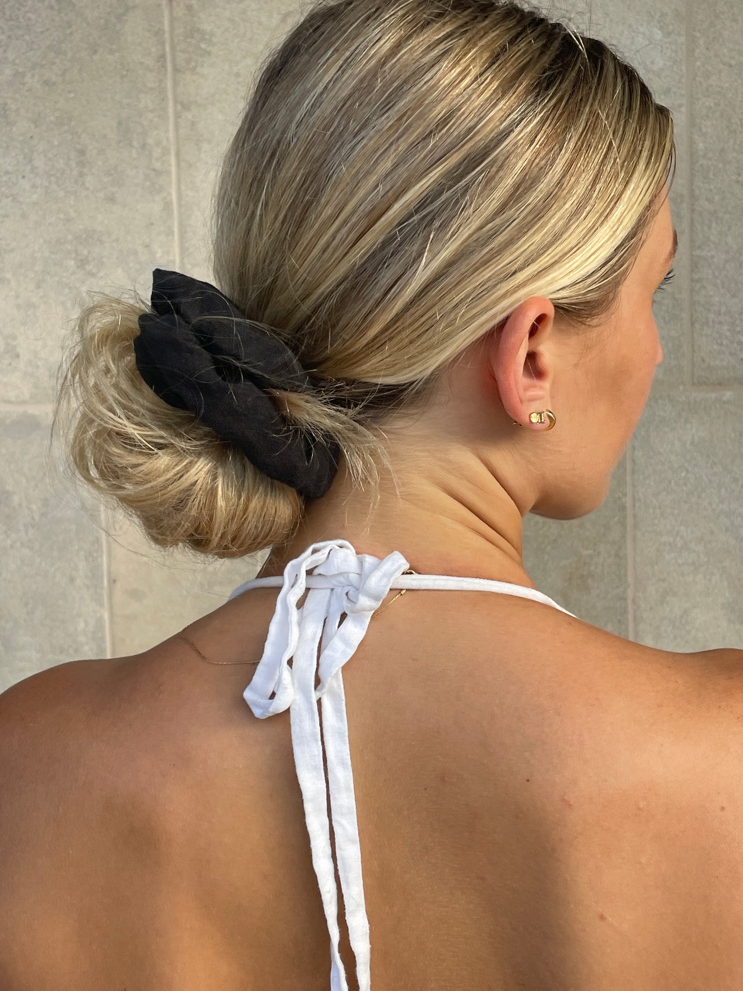 Black Linen Scrunchie