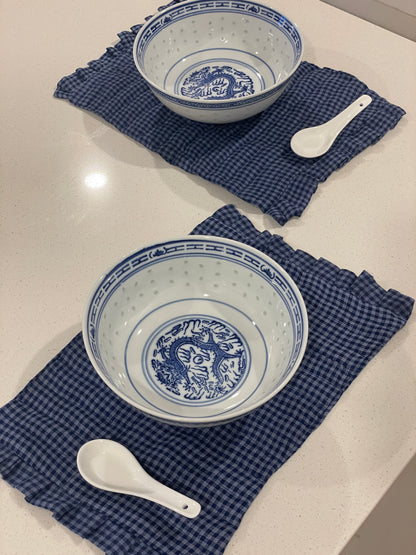 Quilted Patchwork Placemats in Blue Gingham (set of 2)