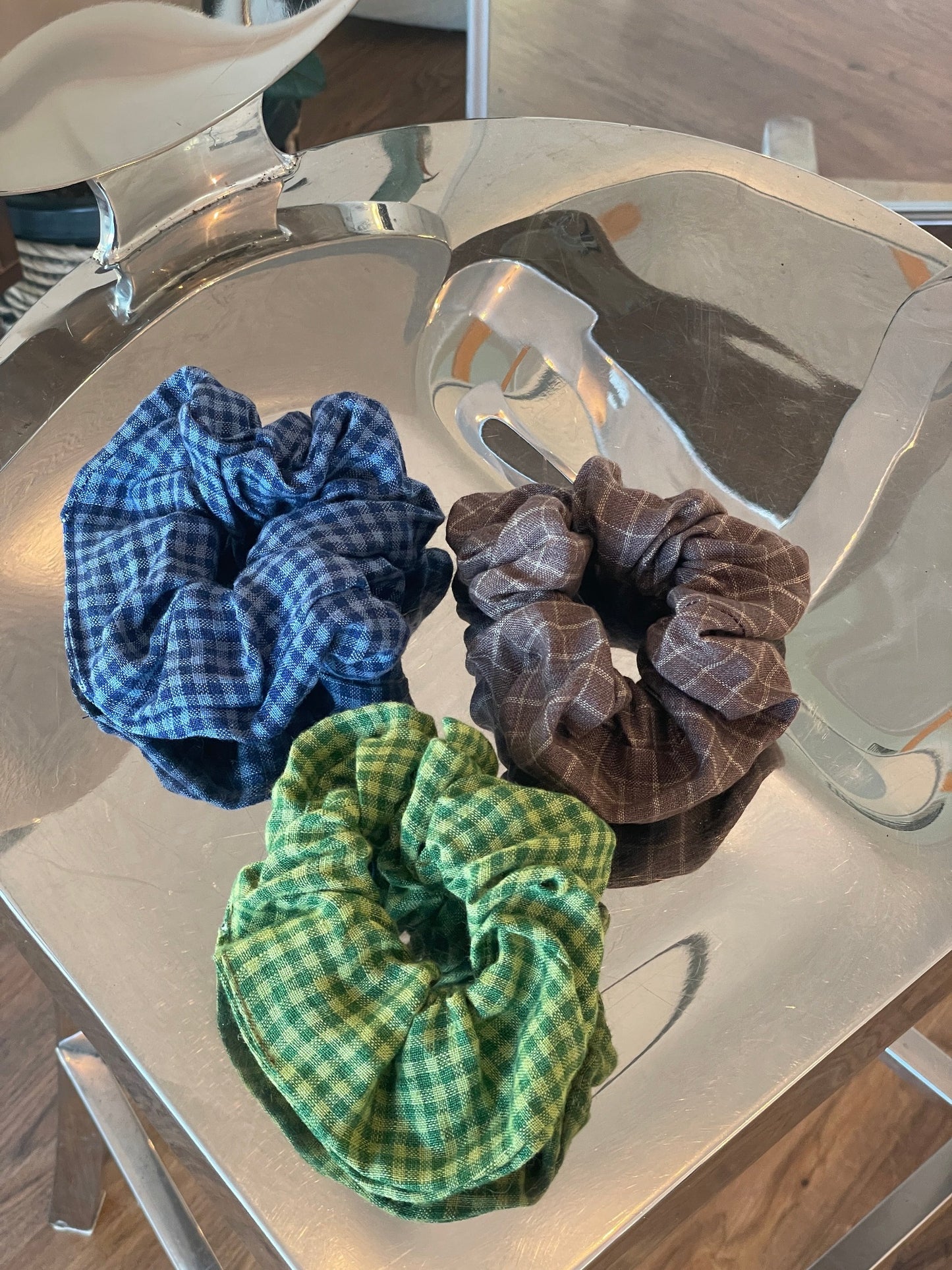 Brown Gingham Scrunchie