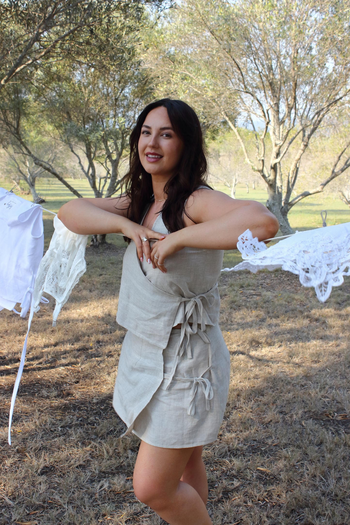 Chelsea Wrap Top in Oat