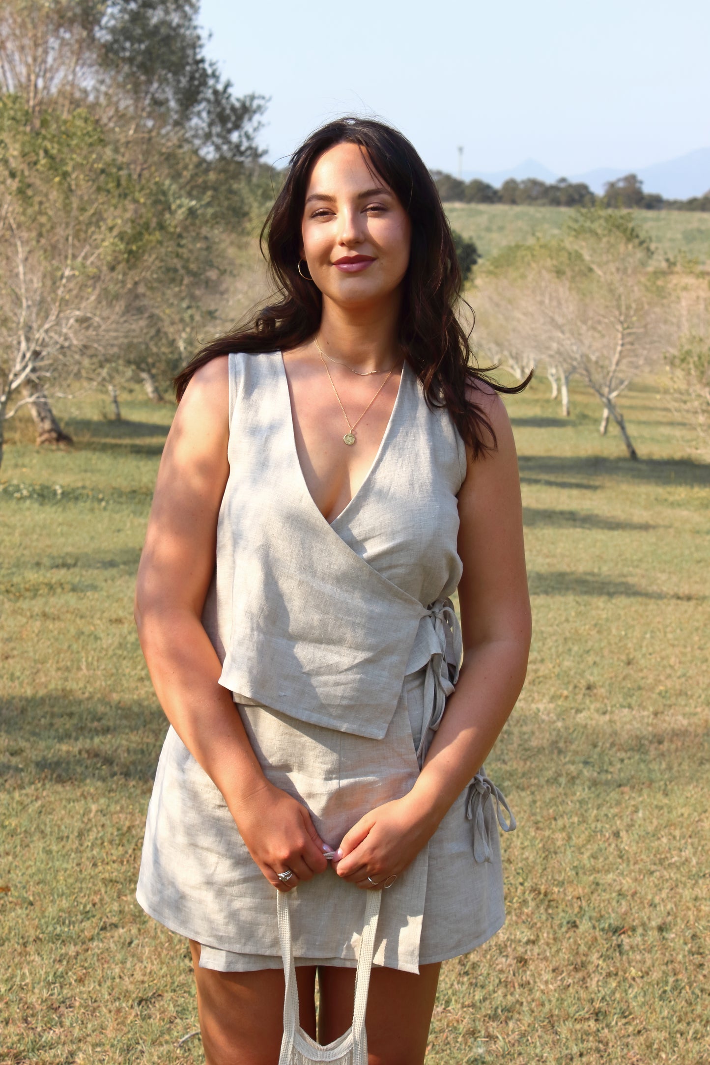 Chelsea Wrap Top in Oat