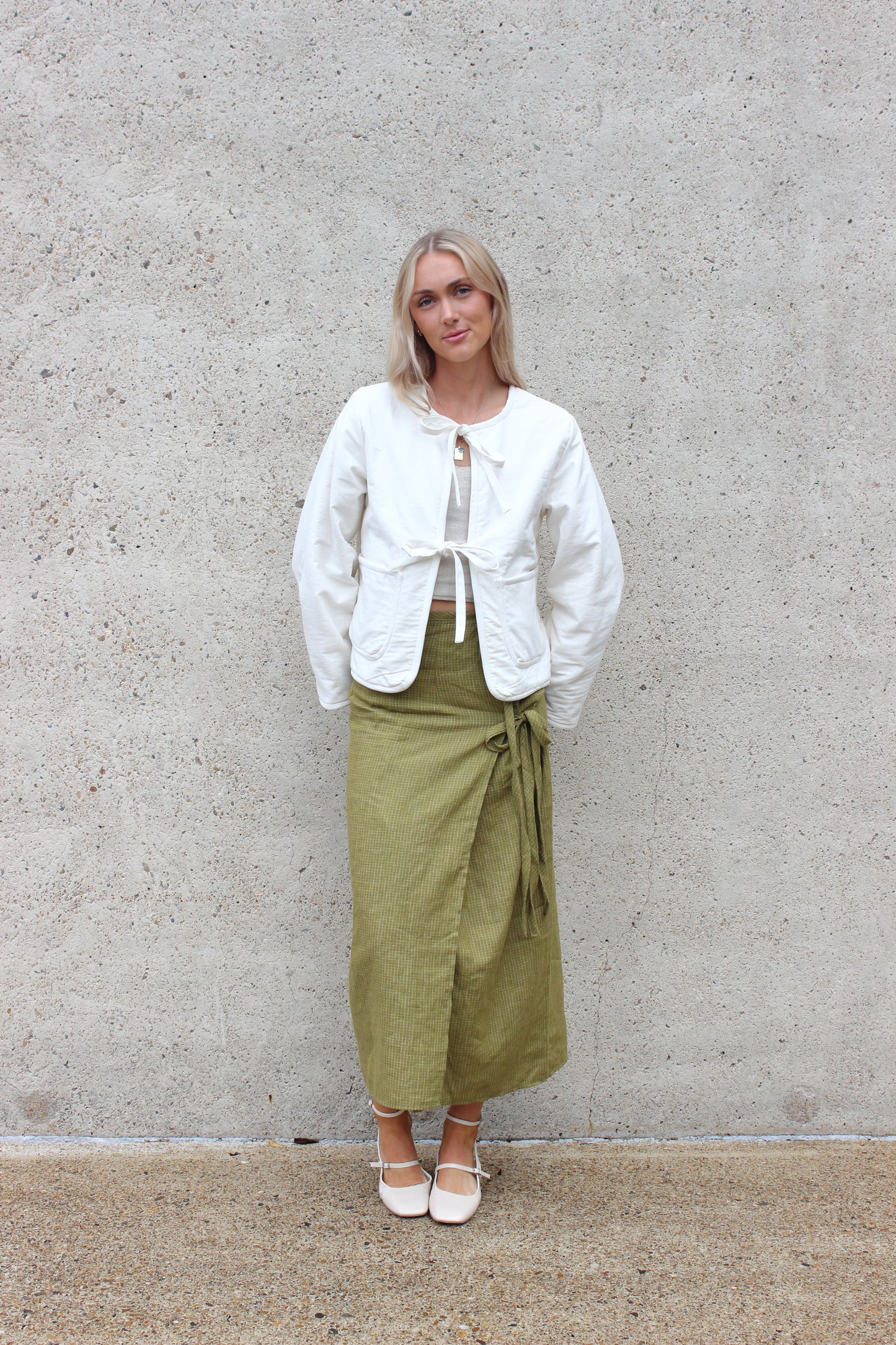 Charlie Wrap Skirt in Pesto