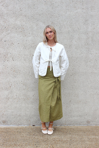 Charlie Wrap Skirt in Pesto