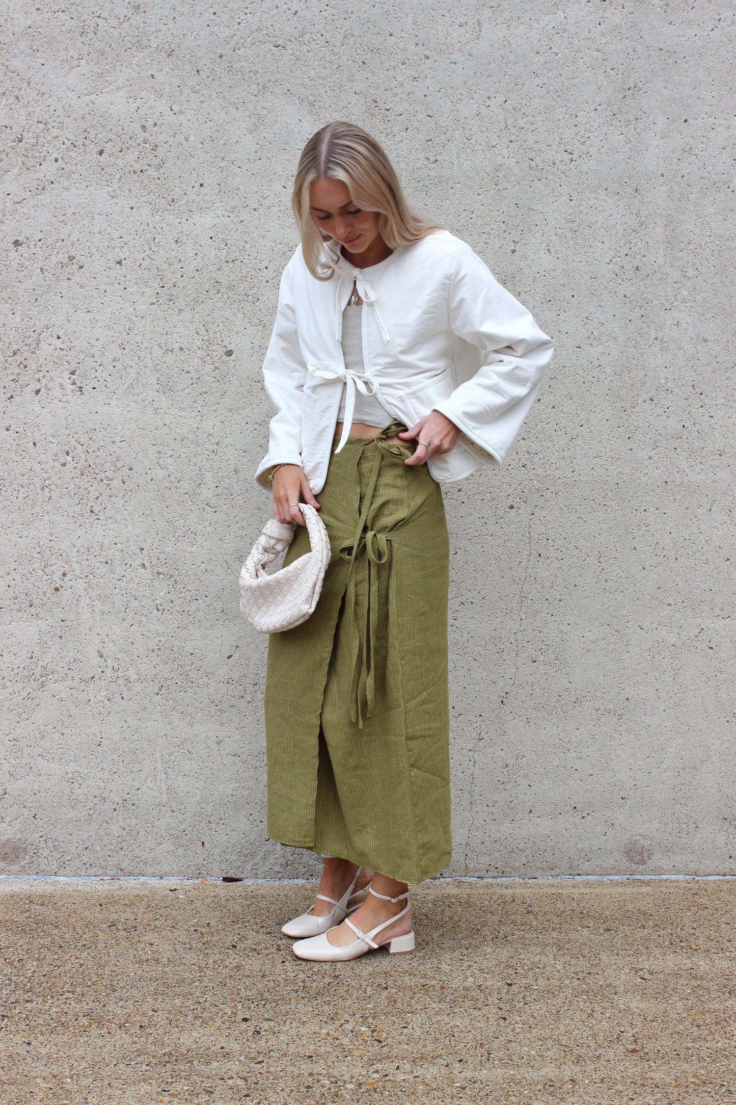 Charlie Wrap Skirt in Pesto