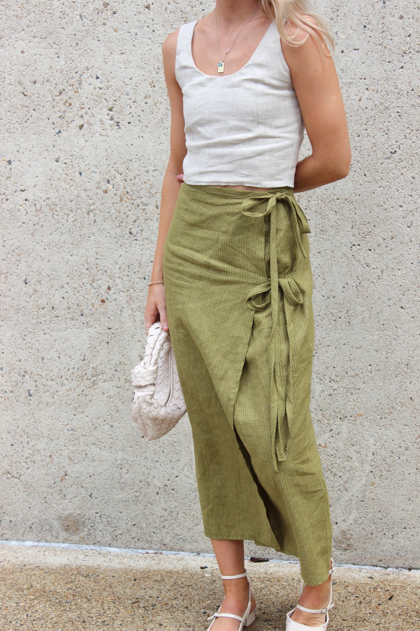Charlie Wrap Skirt in Pesto