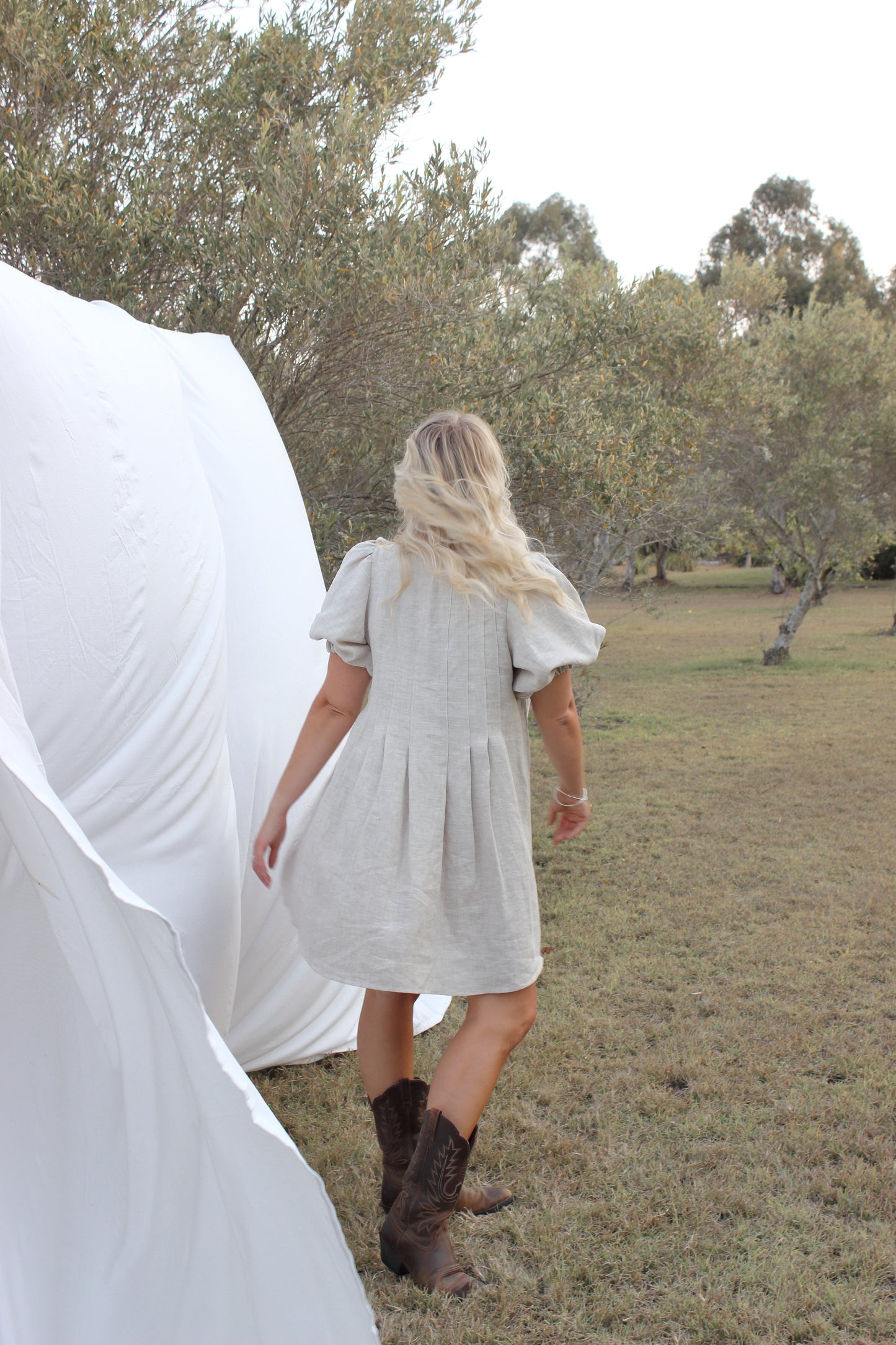 Palma Mini Dress in Oat