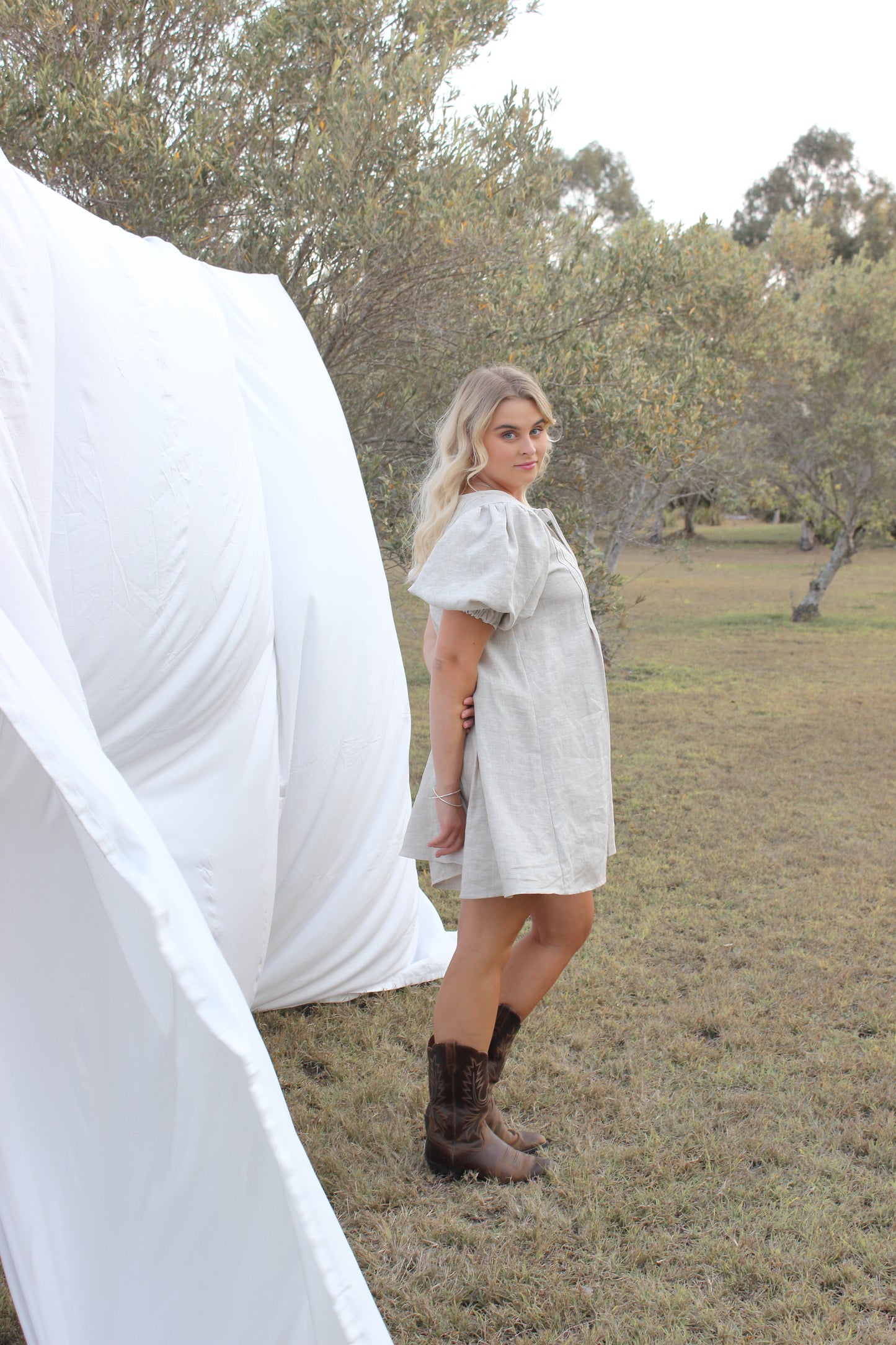 Palma Mini Dress in Oat