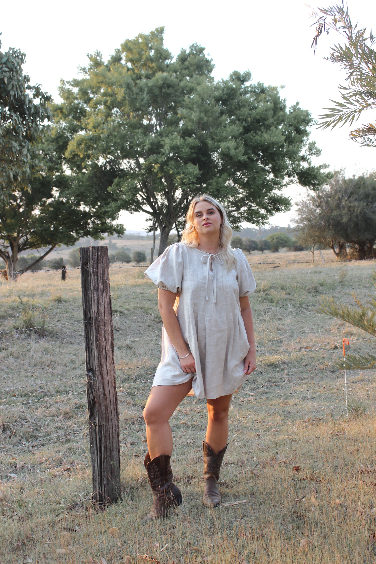 Palma Mini Dress in Oat