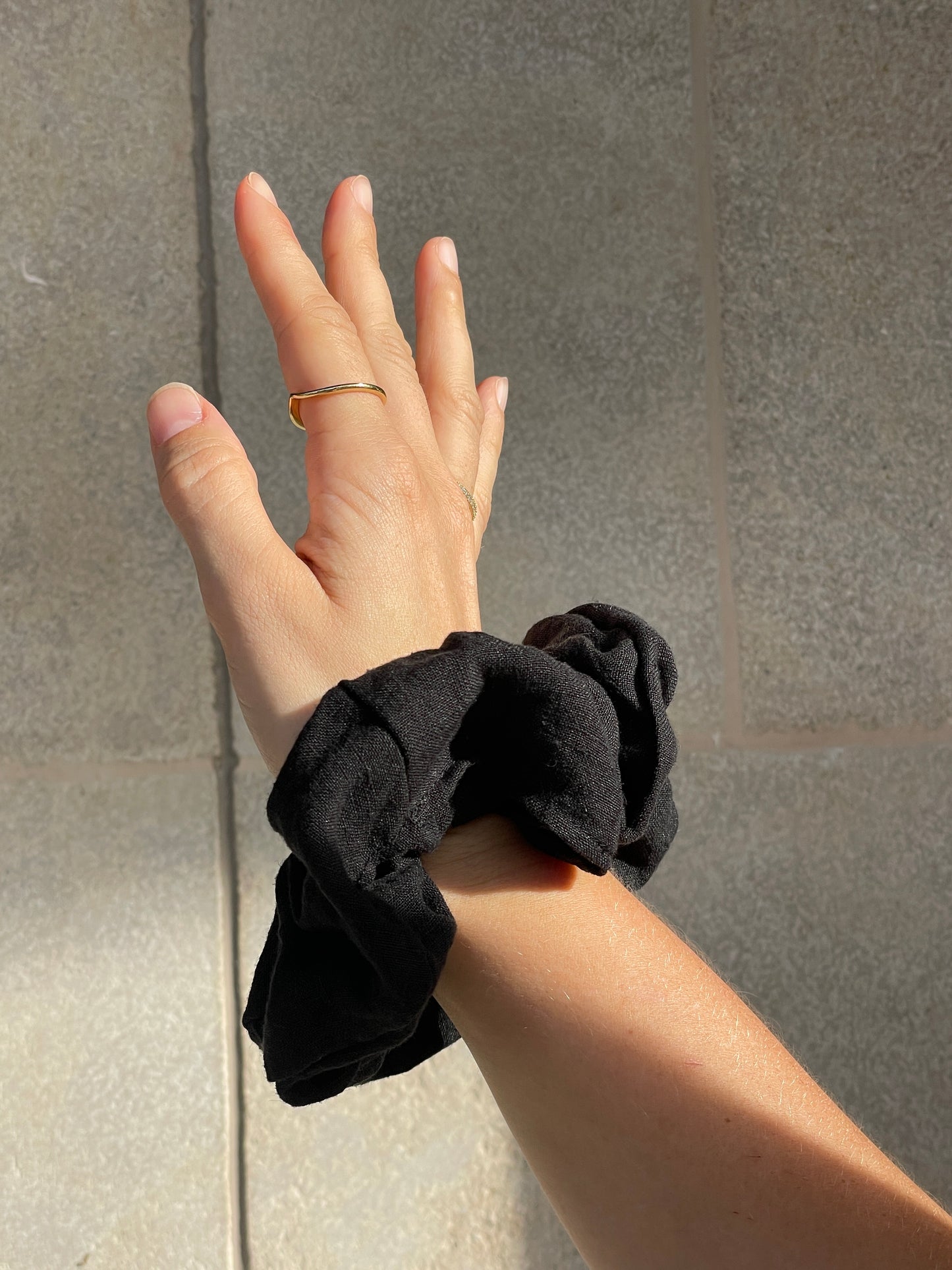 Black Linen Scrunchie