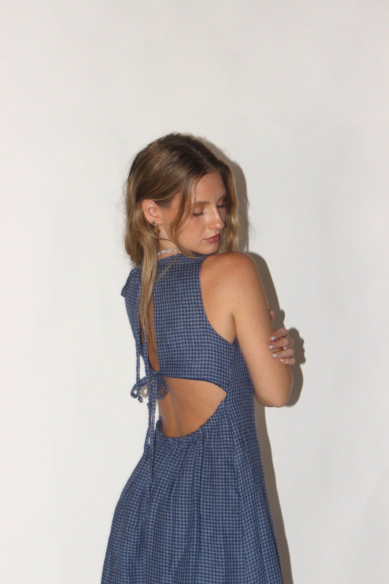 Margot Maxi Dress in Blue Gingham