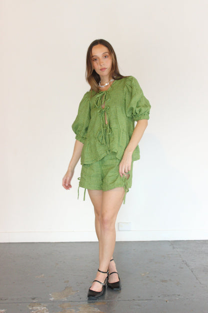 Gabbie Shorts in Green Gingham