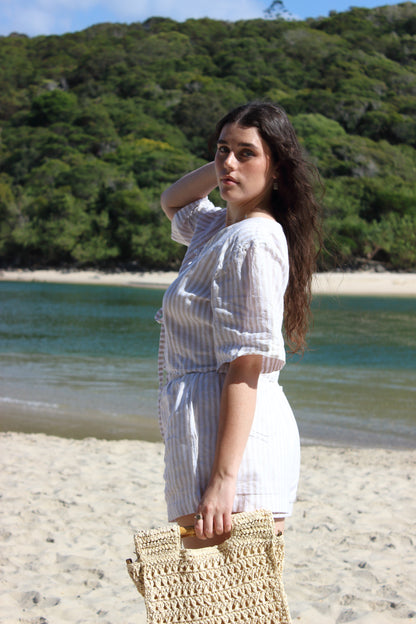 Libby Shorts in Beige Stripe