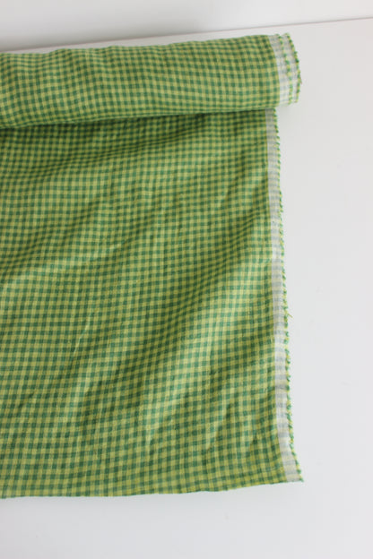 Green Gingham Check 100% Linen Fabric $38 p/m