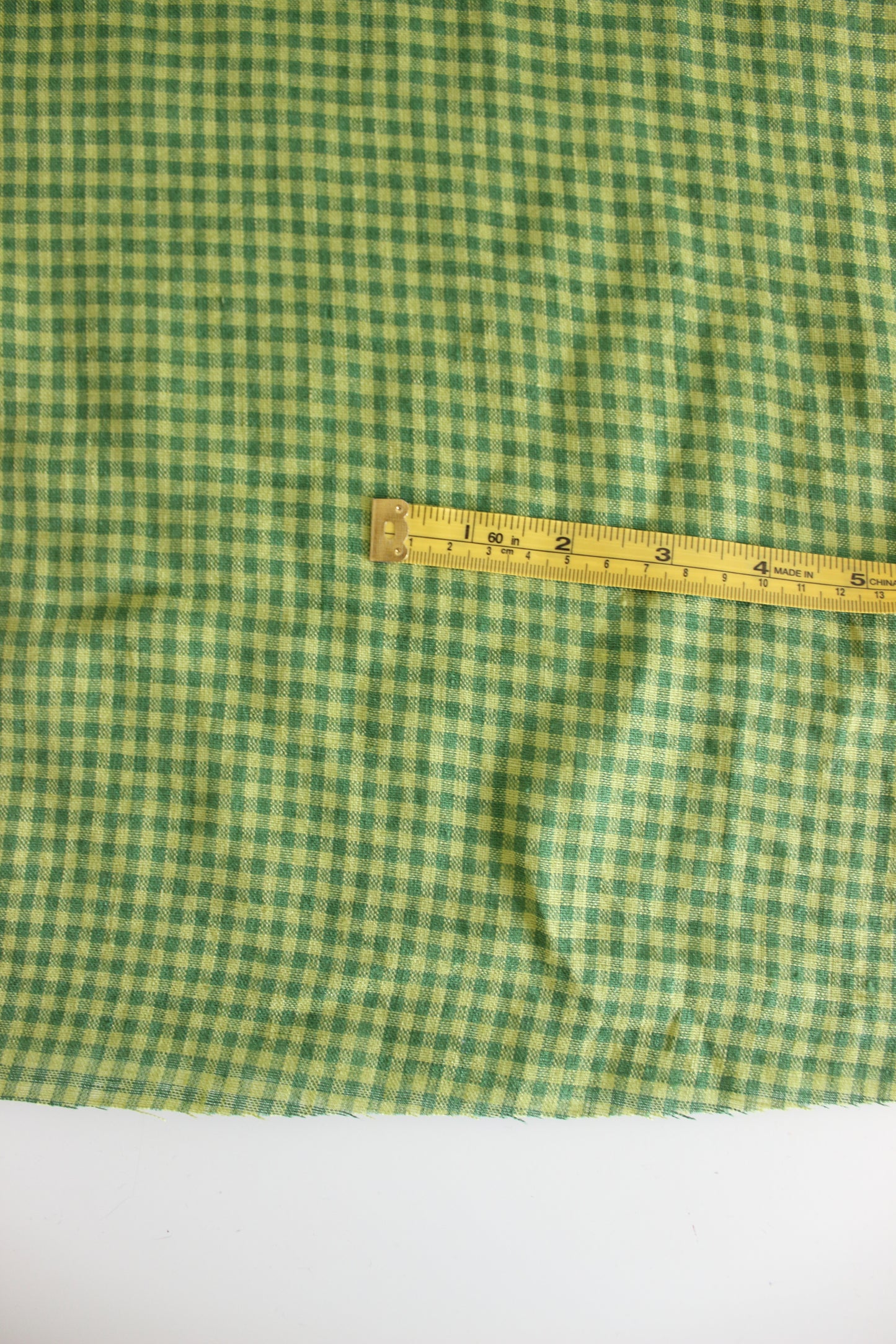 Green Gingham Check 100% Linen Fabric $38 p/m