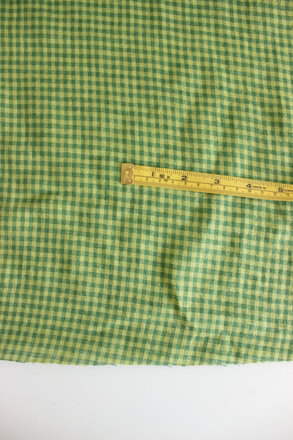Green Gingham Check 100% Linen Fabric $38 p/m