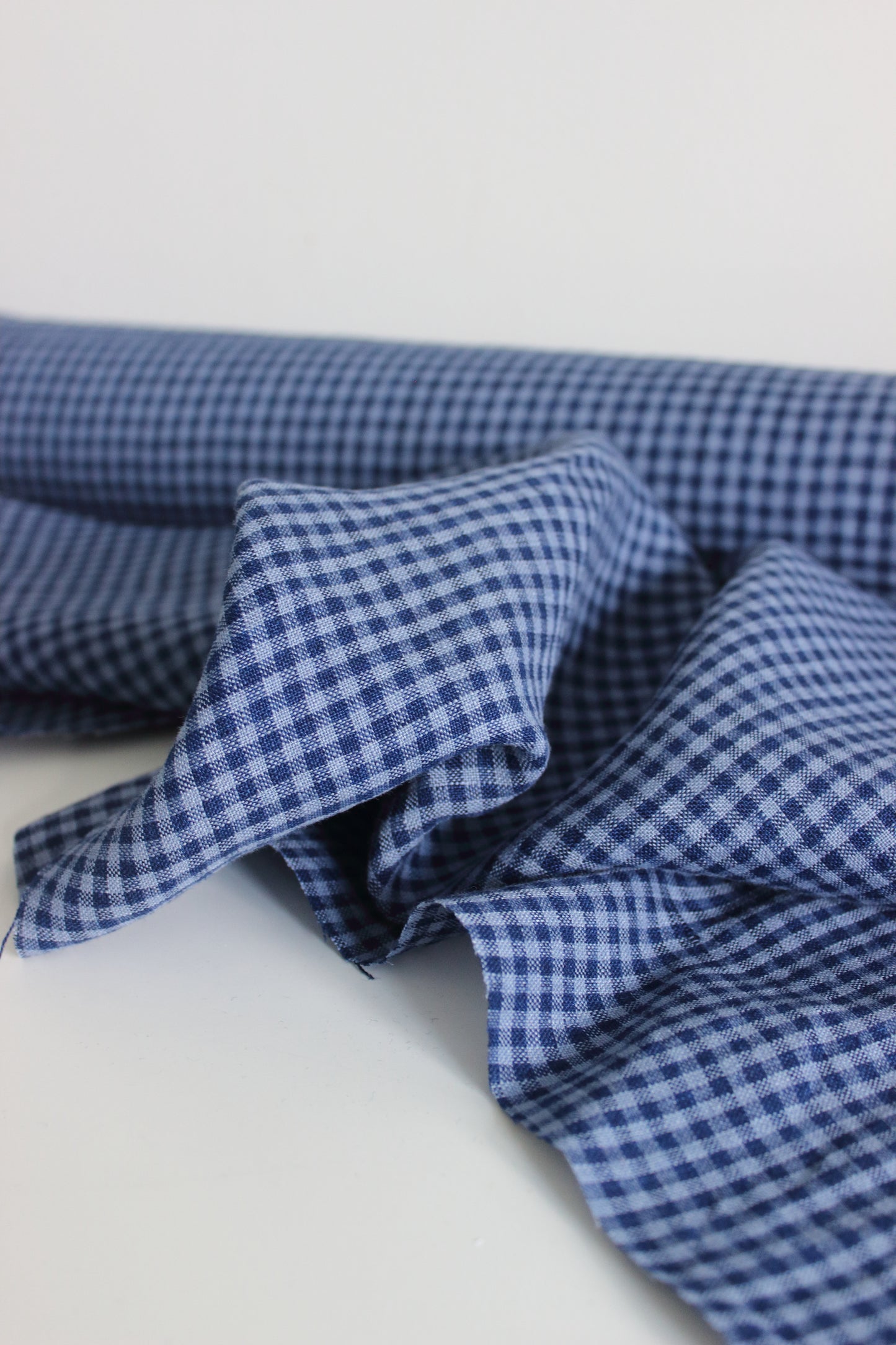 Blue Gingham Check 100% Linen Fabric $38 p/m