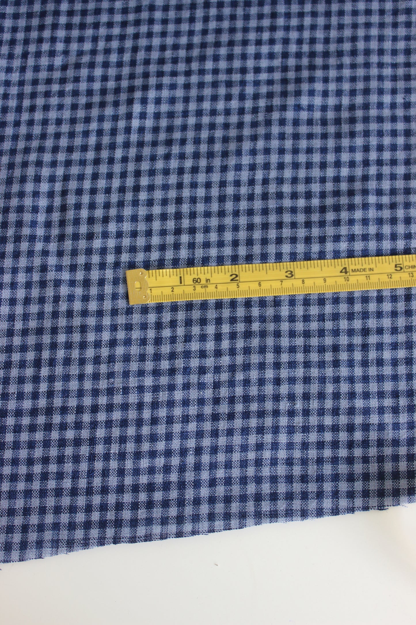 Blue Gingham Check 100% Linen Fabric $38 p/m