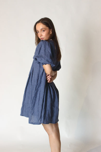 Palma Mini Dress in Blue Gingham