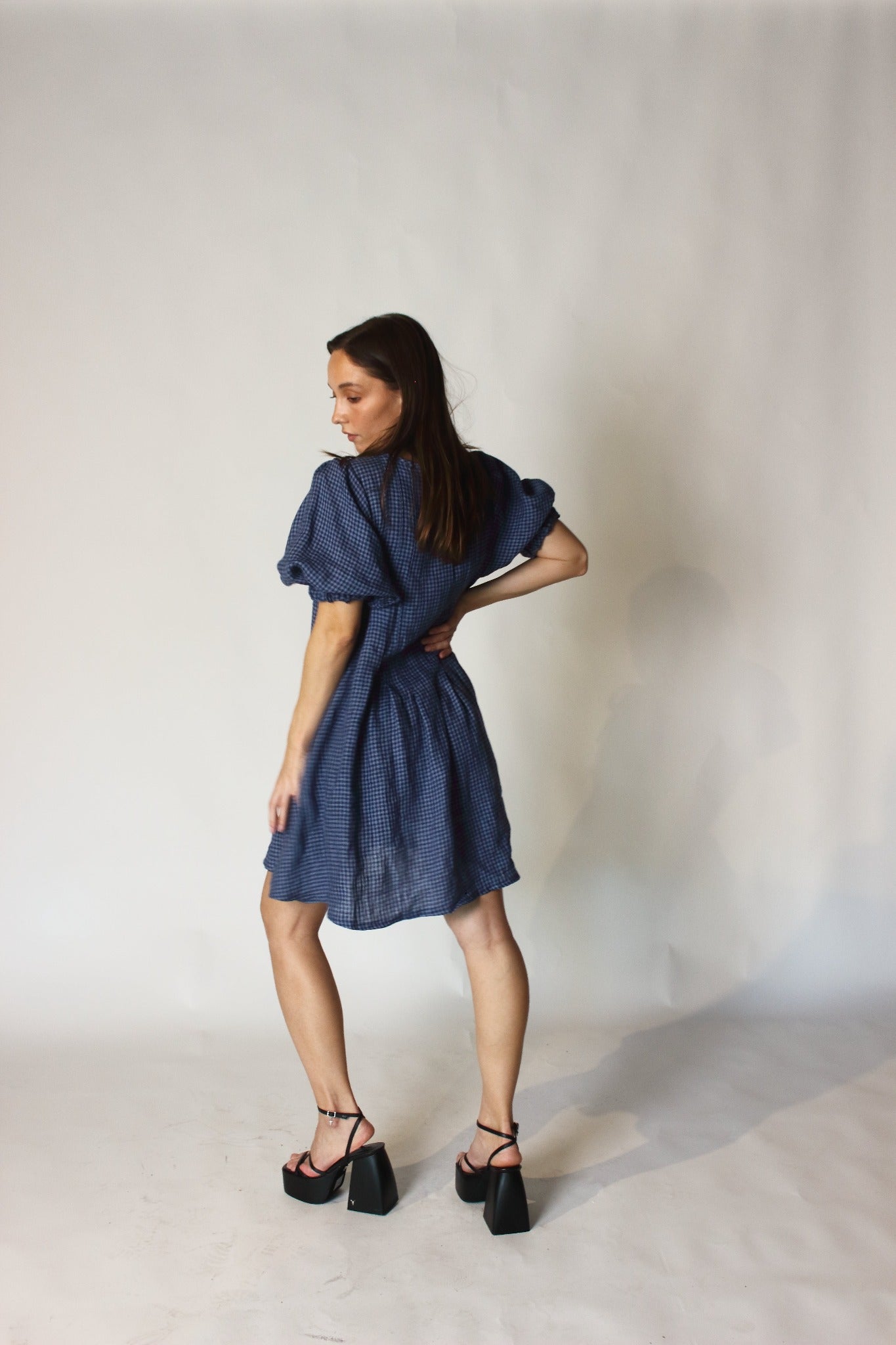 Palma Mini Dress in Blue Gingham