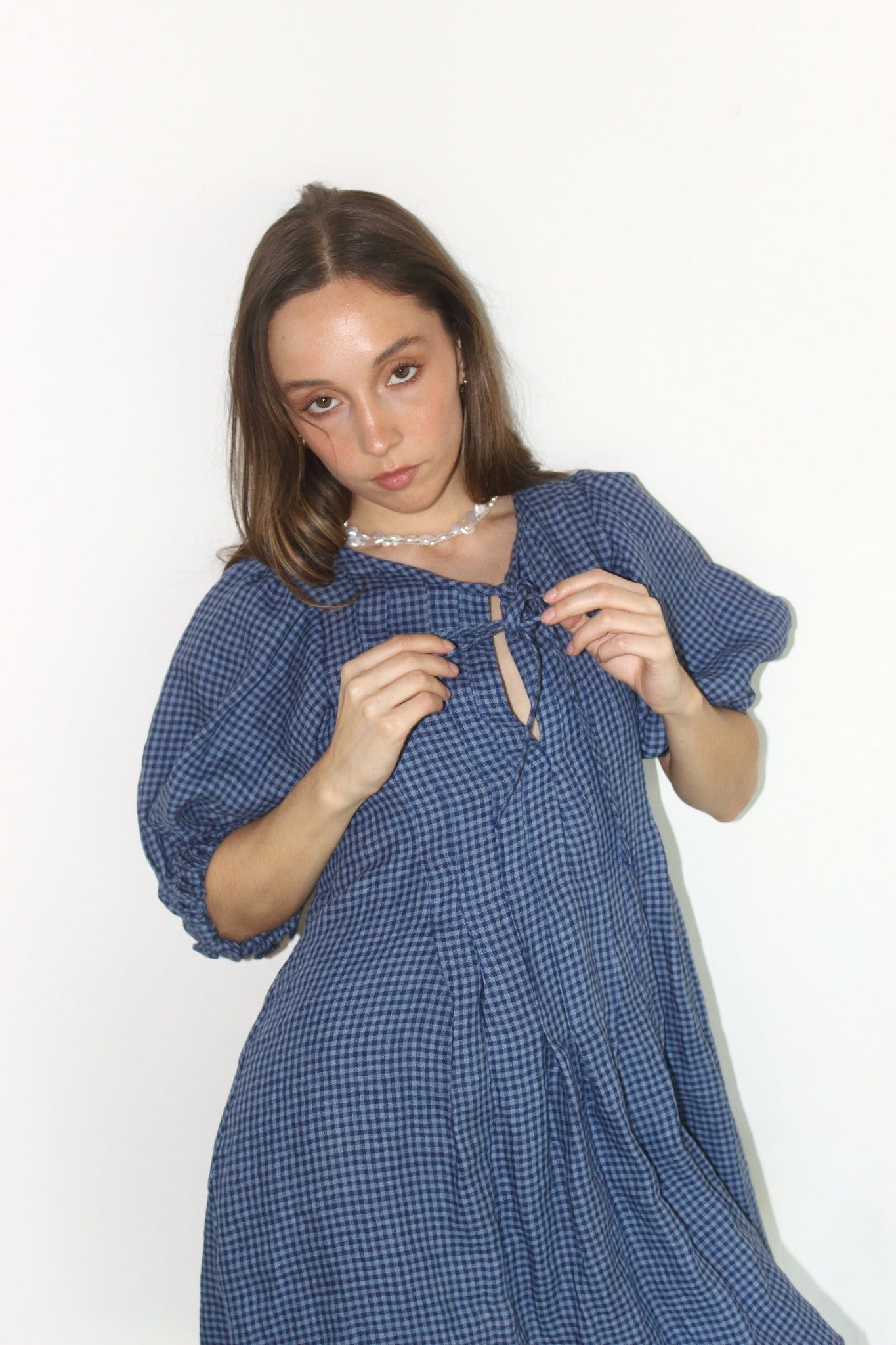 Palma Mini Dress in Blue Gingham