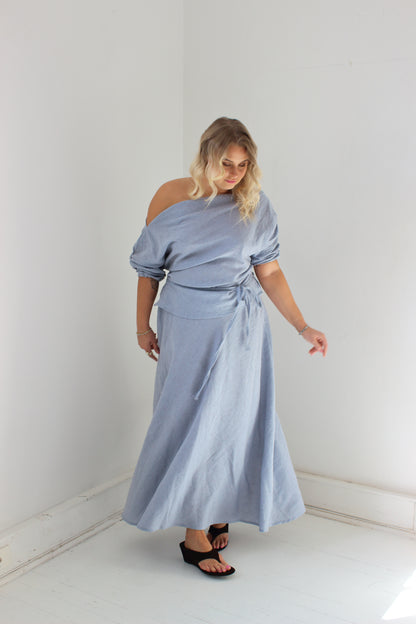 Alice Top in Baby Blue Check