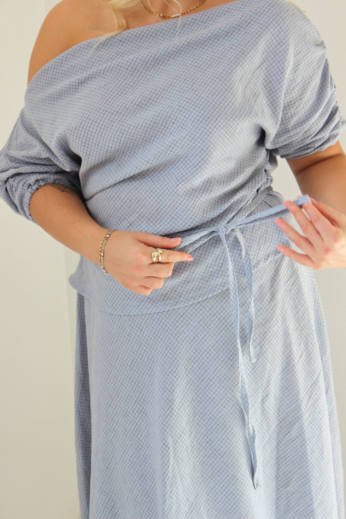 Alice Top in Baby Blue Check