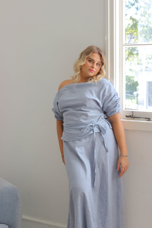Alice Top in Baby Blue Check