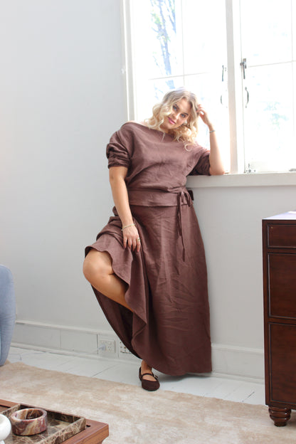 Alice Bias Cut Skirt in Mocha