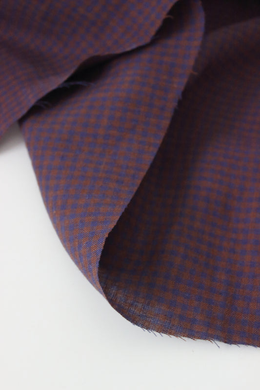 Autumn Gingham Check 100% Linen Fabric $38 p/m PREORDER
