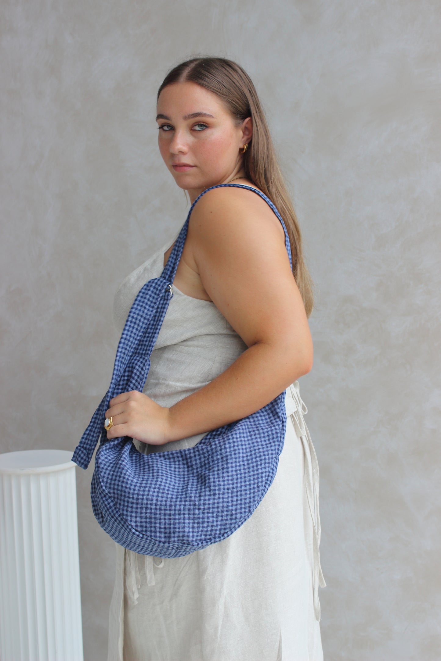 What's Left Bag in Blue Gingham