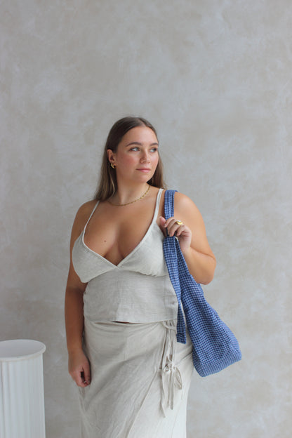 What's Left Bag in Blue Gingham